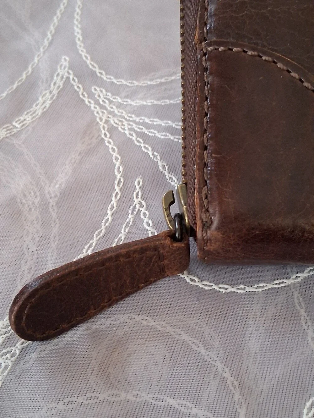 Frye Melissa Leather Zip Around Contential Wallet Dark Brown